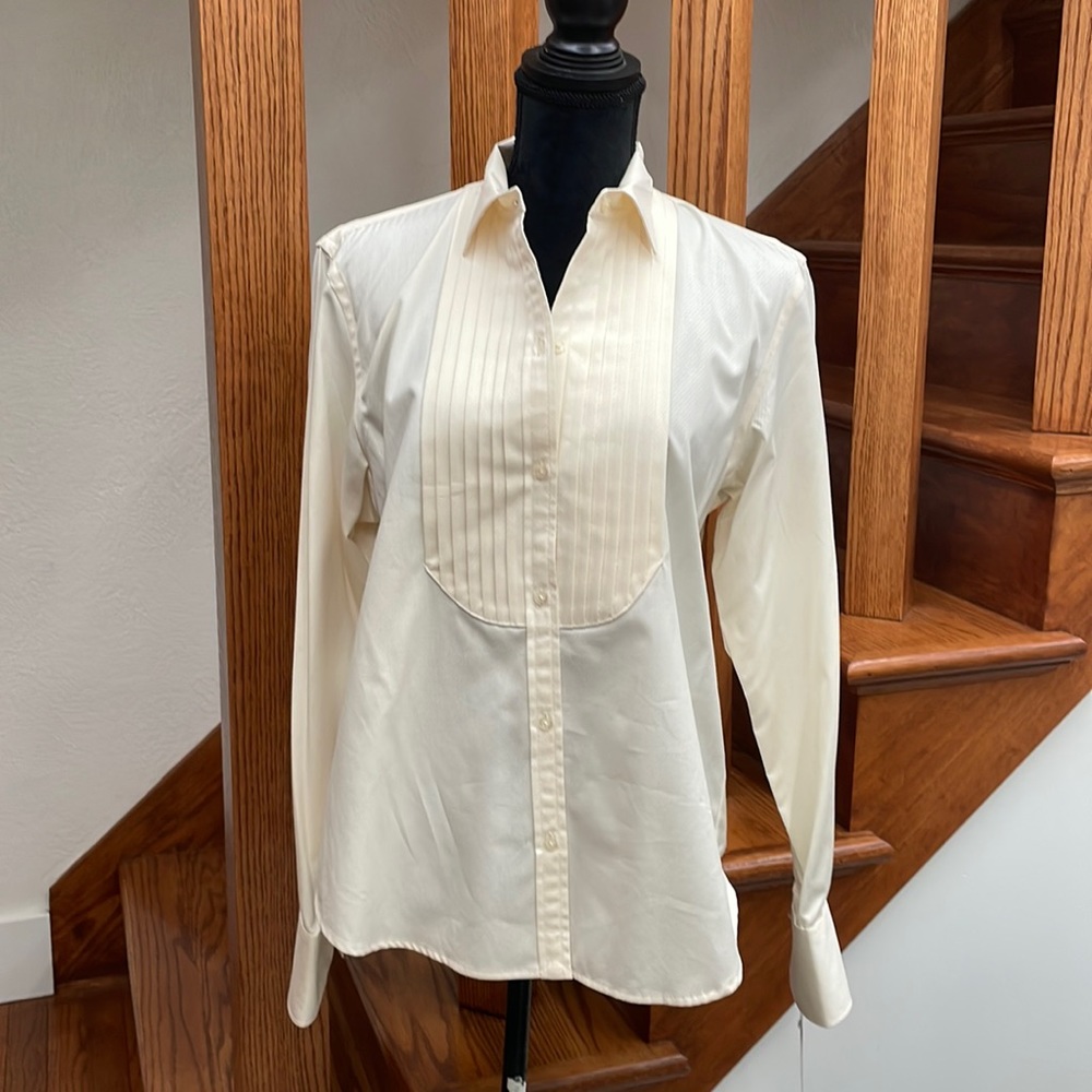 NWT Vintage 100% Cotton Ralph Lauren Blouse, Cream, Large